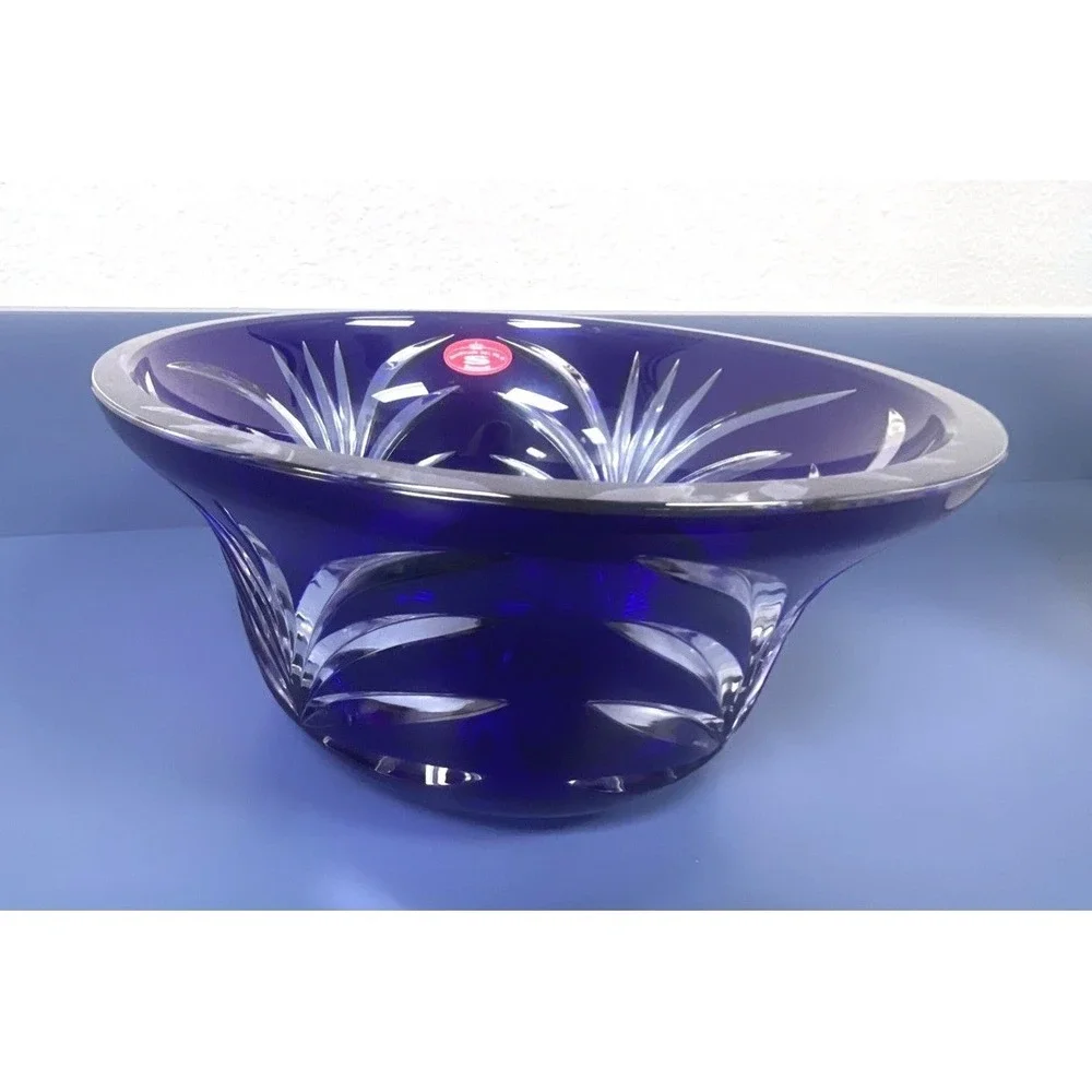SCHONBORNER BLEIKRISTALL 24% CRYSTAL HAND MADE COBALT BLUE BOWL‎ 4